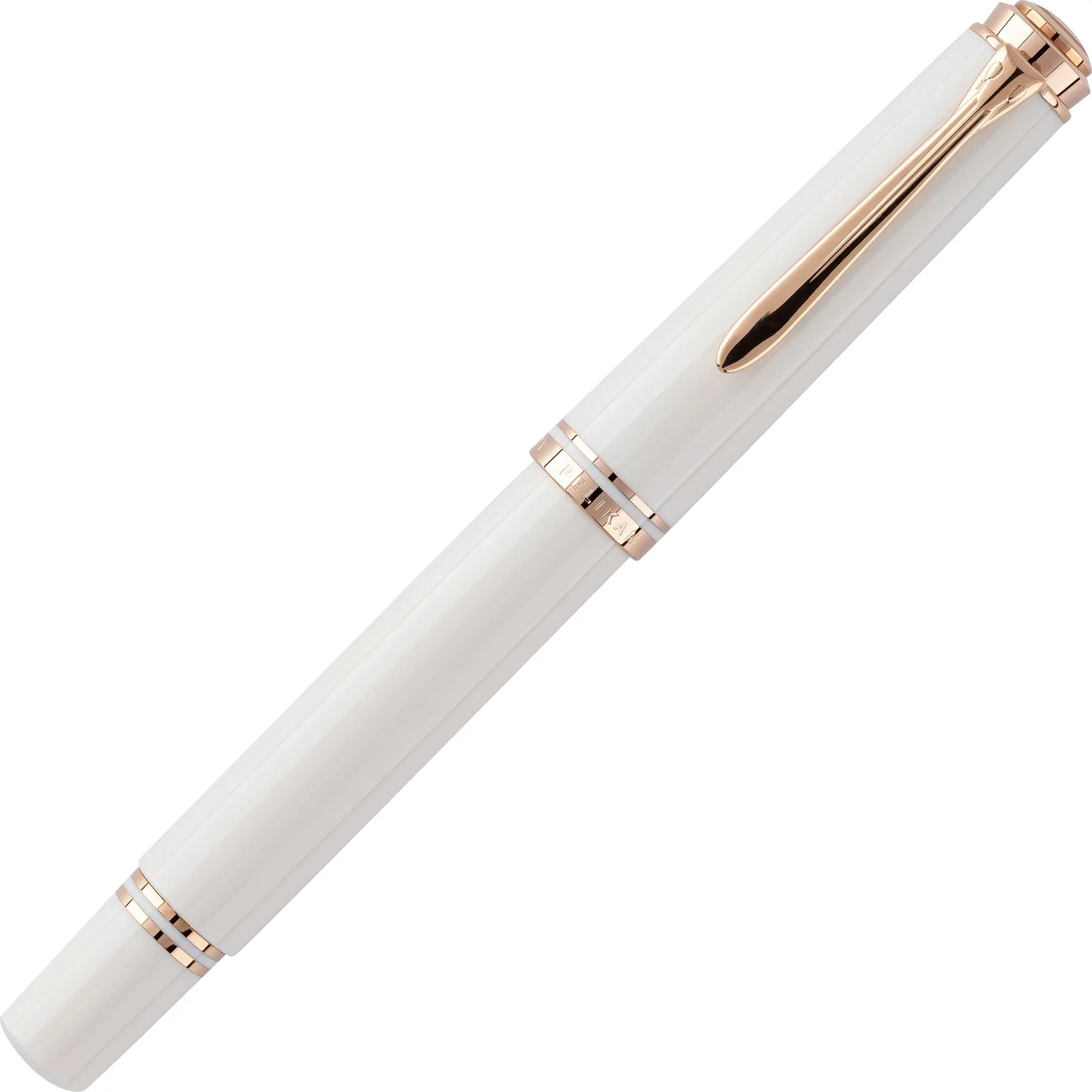 Pelikan M600 fountain pen in white resin with rose gold trim
