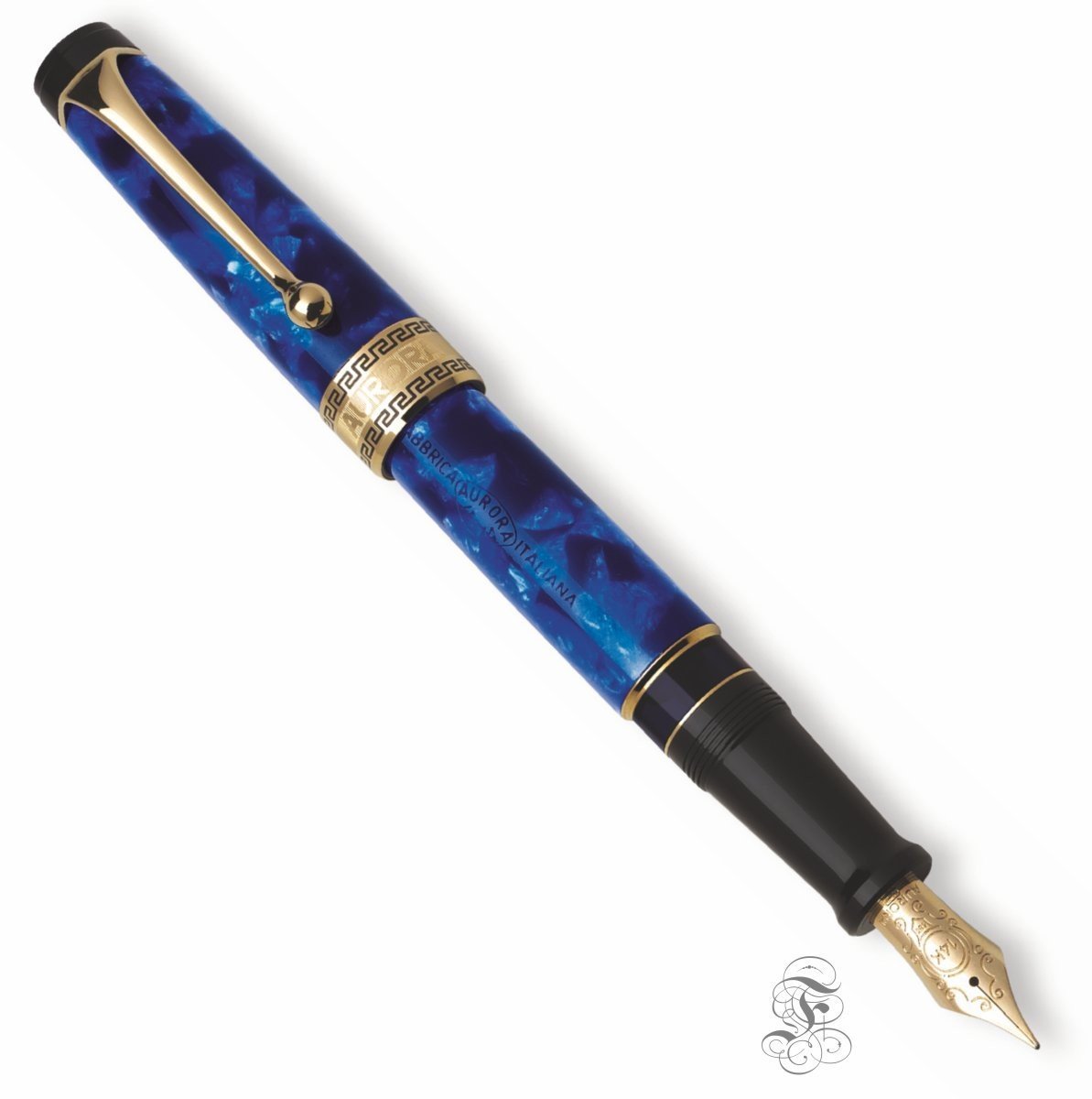 Aurora Optima blue, gold trim fountain pen - Fontoplumo
