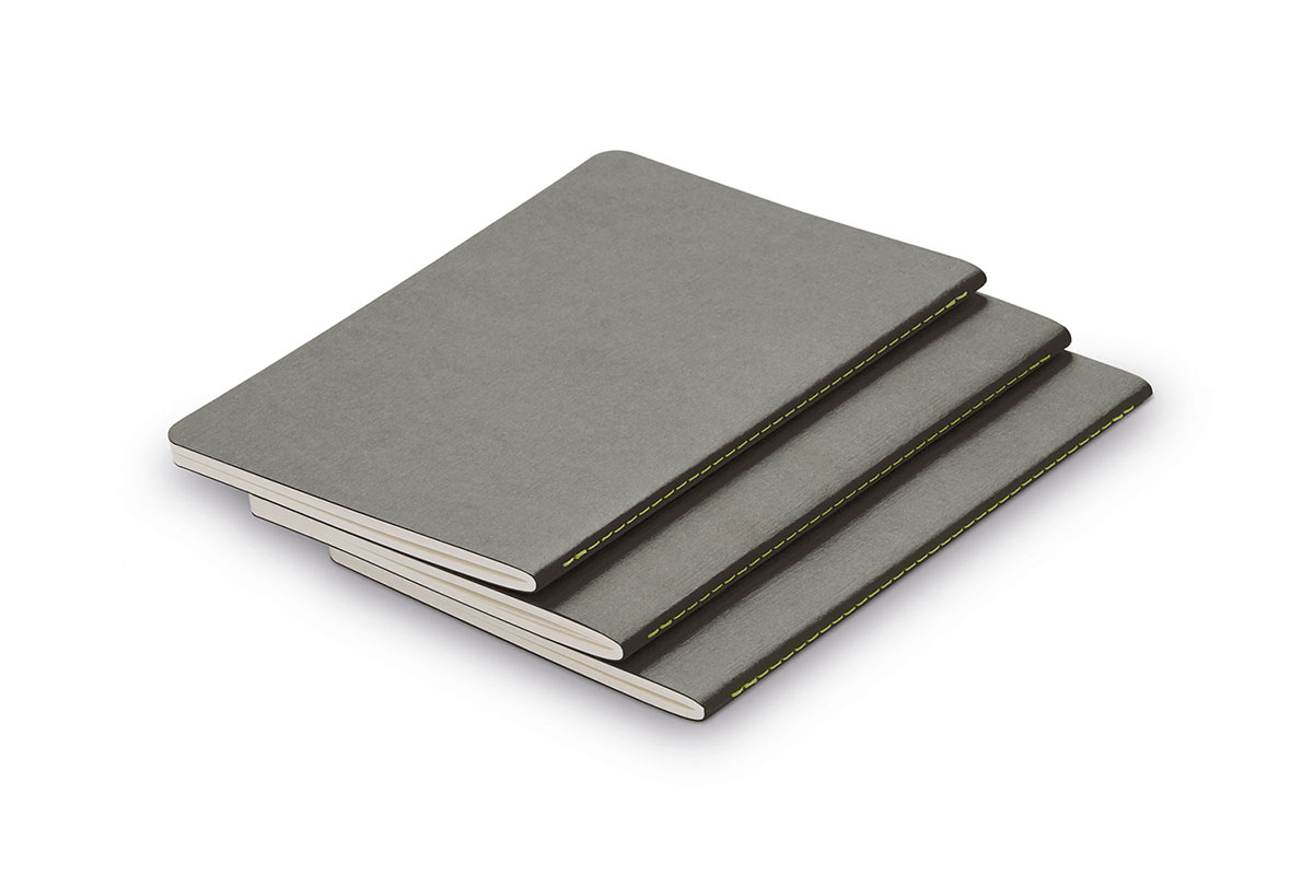 LAMY booklet A5 set of 3 with silver grey cover and neon stitching - Fontoplumo