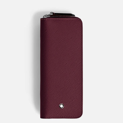 Montblanc Sartorial pen pouch 2 pens cassis leather with zipper - Fontoplumo