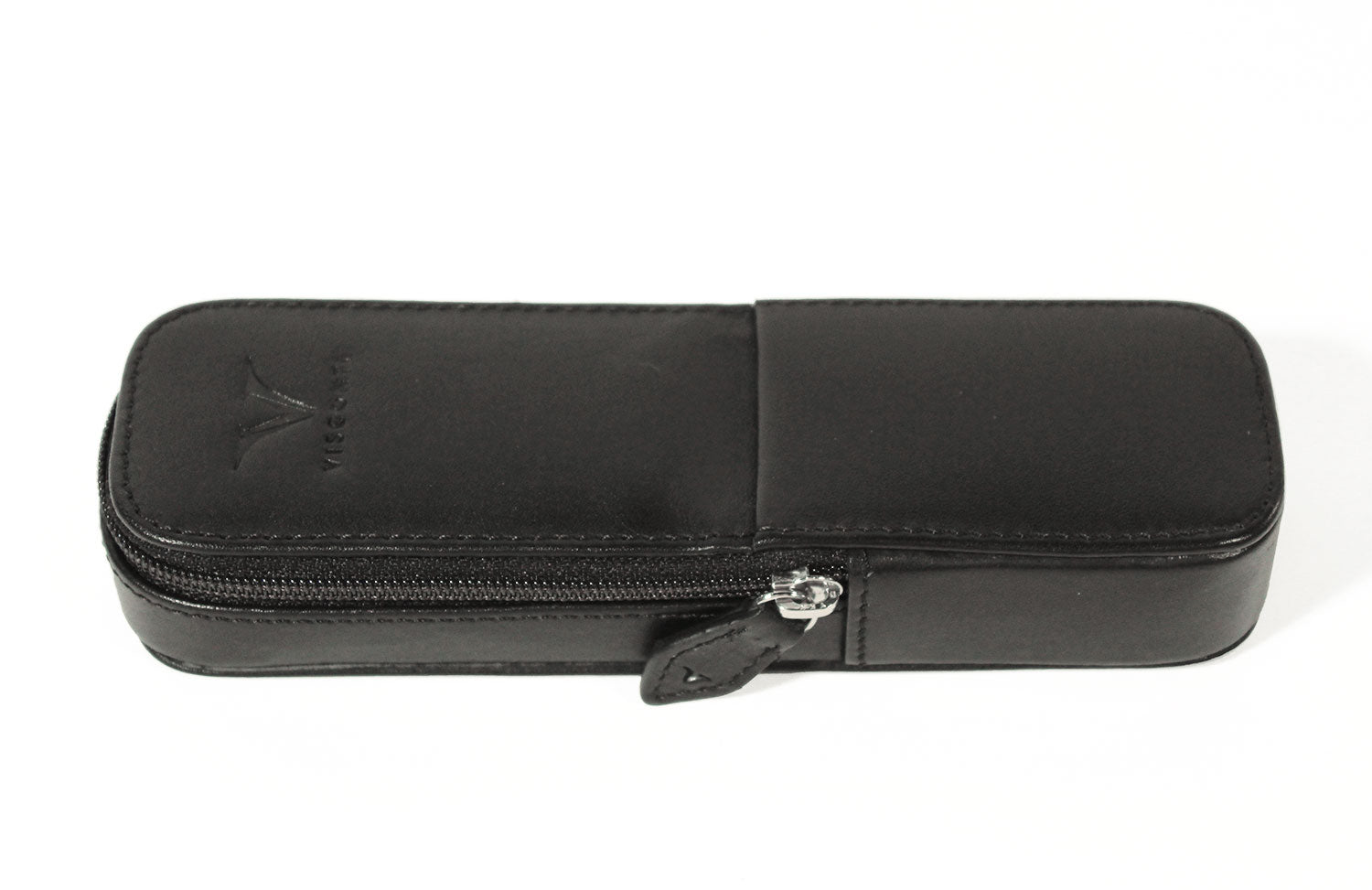 Visconti pen case for 2 pens, black leather - Fontoplumo